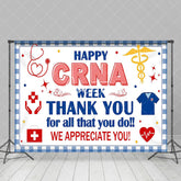 Aperturee - Aperturee Blue White Plaid Happy Crna Week Thank You Backdrop